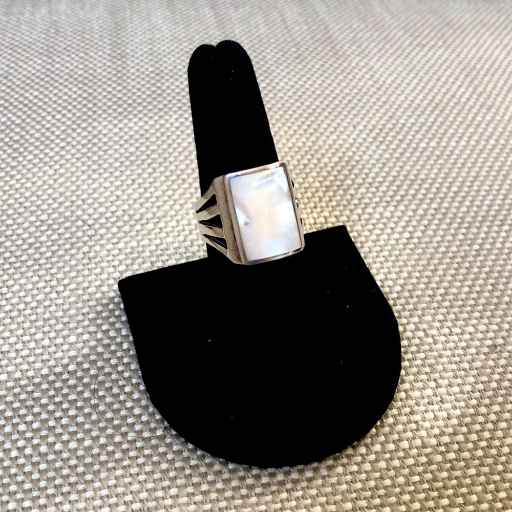 Sterling Silver Statement Ring w/ White Stone